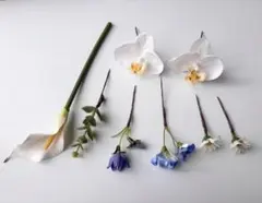 高級造花　ヘッドパーツ　アーティフィシャルフラワー　髪飾り　ホワイトブルー