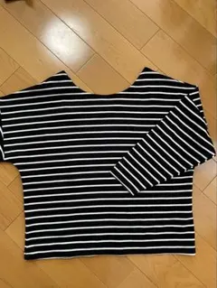 バックナンバー ボーダー柄 後ろVネック 長袖Tシャツ Lサイズ