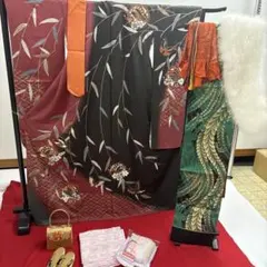 成人式お振袖　帯　帯しめ　重ね衿　帯揚げ　長襦袢　ゾーリバック　白ストール 小物