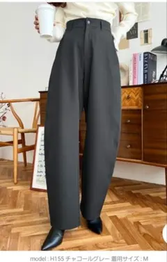 moment+　厚手TPUカットジョーゼットスラックスカーブパンツ レディース