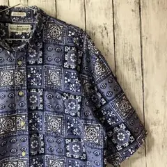 NATURAL ISSUE BD コットン ペイズリーシャツ 韓国製 青 L希少