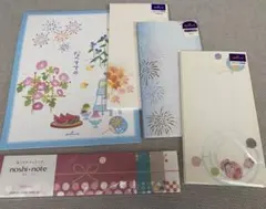 Hallmark 和風レターセット 封筒便箋のしノート5点セット　夏秋花火金魚柄