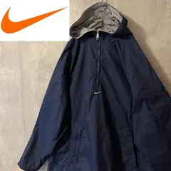 NIKEナイキナイロントラックジャケットハーフジッププルオーバー紺ネイビー白刺繍
