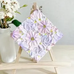 「花盛りの庭」　10㎝　テクスチャーアート　花　インテリア　壁掛け　プチギフト