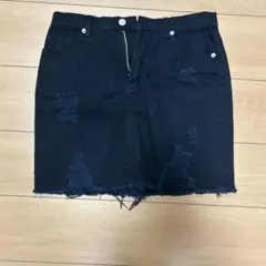 INGNI ブラックデニムミニスカート ダメージ加工