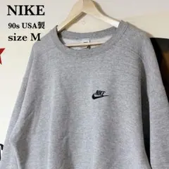 90s NIKE USA製 スウェット グレー サイズ M 白タグ スウッシュ