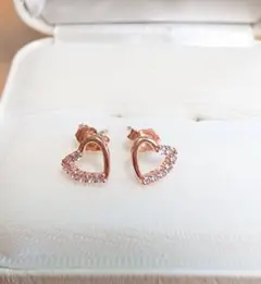 かわいい ピンクゴールド ハート ピアス