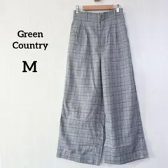 ワイドパンツ グレンチェック グレー M きれいめ 美品 オフィス カジュアル
