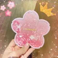 【スターバックス海外限定】コースター　流れる　さくら　桜　キラキラ　一点