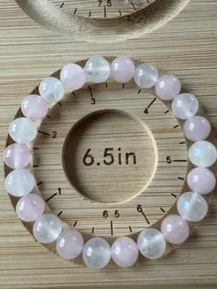 No11 天然石　ローズクォーツ・ムーンストーン ブレスレット 6.5in