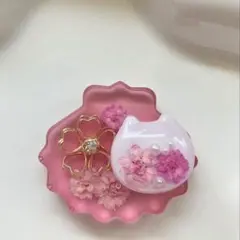 再販△】レジン ヘアゴム 海塗り 猫ちゃんWフェイス パステルカラー◡̈