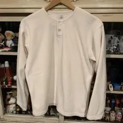 オールドユニクロホワイト フリース ヘンリーネック S