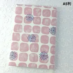 ハンドメイドブックカバー　A5判　北欧調たんぽぽの綿毛　ピンク
