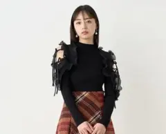 フリルスリーブニットプルオーバー