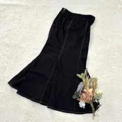 【ジーユー】GU ステッチマーメイドロングスカート フレア ブラック L