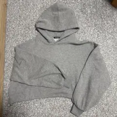 4Makes グレー クロップドパーカー