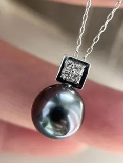 新品K18WG南洋黒蝶9.4mmダイヤモンドペンダントネックレス