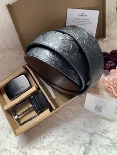 新生活応援☆COACH リバーシブル ベルト ブラック/ブラウン