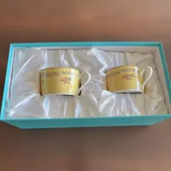ティファニー　TIFFANY&co. 花柄イエローカップセット 2客 新品未使用