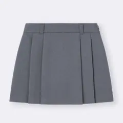 美品 GU サイドプリーツスコート ミニスカート ダークグレー S