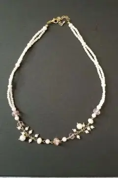 ビーズ パール 多層ネックレス 調整可能