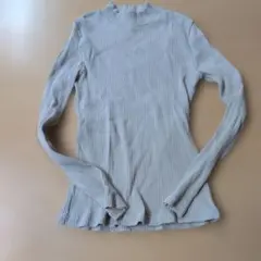 UNIQLO リブモックネック 長袖カットソー ベージュ M