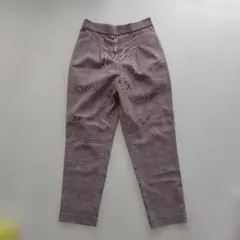 グローバルワーク　ウツクシルエット　グレンチェック　ブラウンパンツ