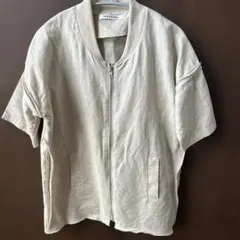 MELROSE リネン混半袖 ジップアップ ジャケット ベージュのサムネイル