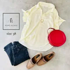 ROPE PICNIC Vネック 袖リボン ブラウス アイボリー 38　M相当