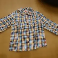 MIKI HOUSE チェック柄フリル襟シャツ 110