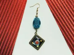 No.973 アイアムスクエア片耳ピアス黒