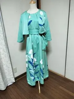 着物リメイク 正絹訪問着 フレアーロングワンピースドレス 裏地付
