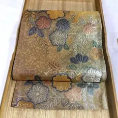 着物-辻が花帯76【六通柄　袋帯】【正絹】金銀糸 花文様 豪華 上品 多色