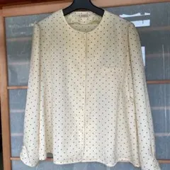 古着 水玉ドット柄　長袖シャツブラウス