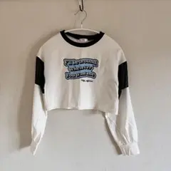 メッセージプリント 長袖クロップドトップス