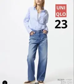 UNIQLO ワイドストレートジーンズ サイズ23 BLUE ブルー デニム