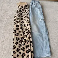 値下げH&M ノーブランド　ヒョウ柄 ロングパンツ ２本セット110