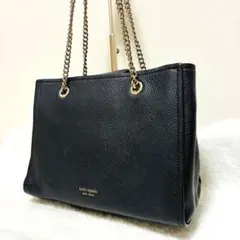 【美品】ケイトスペード ショルダーバッグ ゴールド チェーン レザー ブラック