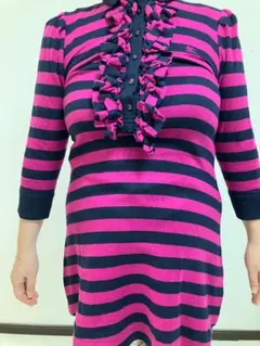 バーバリーブルーレーベル七分袖ワンピース秋に素敵な雰囲気でお使頂けます