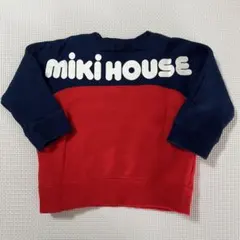 [美品] ミキハウス バックロゴトレーナー 赤紺 70cm