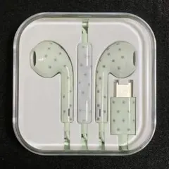 【期間限定セール！】韓国っぽ♡ 緑星柄 iPhone 有線イヤホン USB-C