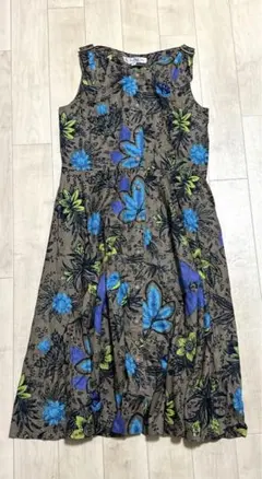 お値下げ　ワンピース　花柄　着物リメイク風　綿