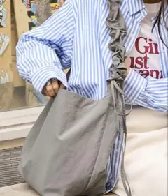 MONO-MART ギャザーナイロン Dカン付 ビッグショルダーバッグ