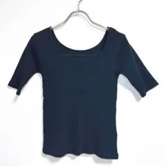 ✨綿100%✨ ローリーズファーム M カットソー リブ スクエアネック 黒