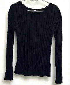 ユニクロ　UNIQLO コットンカシミヤワイドリブニット　ブラック　L