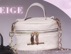 ミシェルマカロンノベルティ＊キルティングミニバニティバッグ ベイジュ