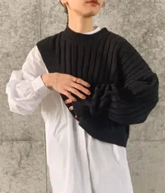 リブ編みワンショルダーニット