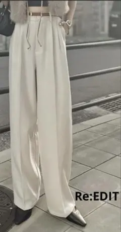 Re:EDIT／美シルエット微起毛ツイルダブルタックルーズパンツ／L