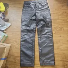 美品　Schott ブラックレザーパンツ 32のサムネイル