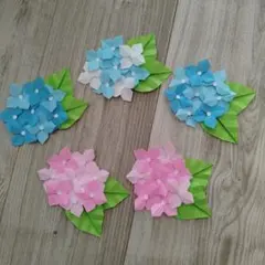 ⑦ハンドメイド折り紙⭐紫陽花の花パーツ60枚⭐葉っぱ6枚⭐壁面飾り